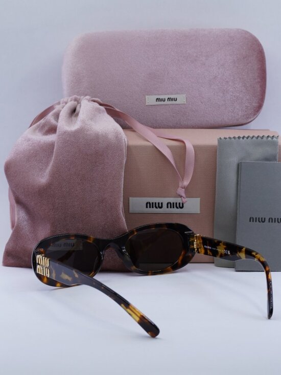 Miu Miu MU06ZS VAU06B Sunglasses Havana Oval Frame, Brown Lenses main image 9